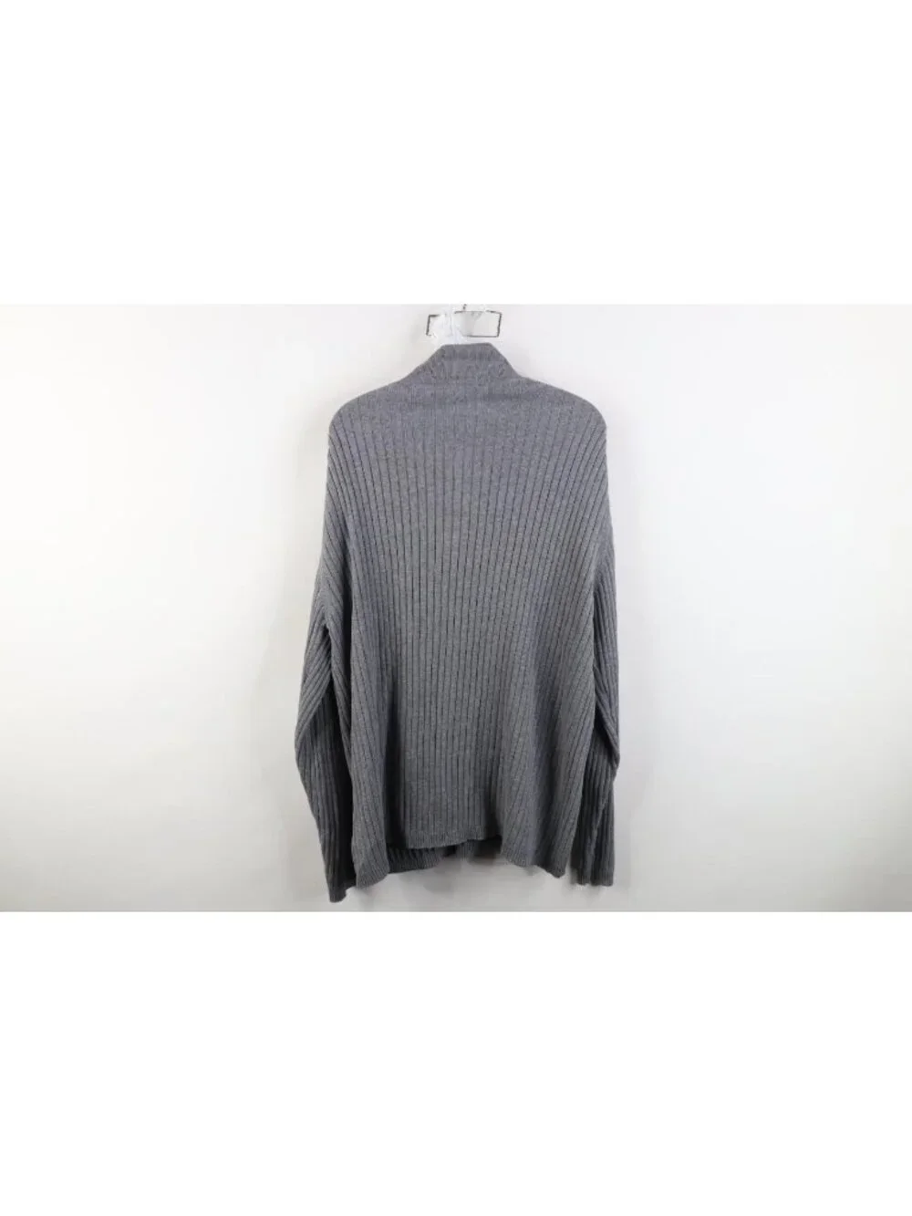 Vintage 90s Streetwear Mens Large Blank Ribbed Knit Collared Polo Sweater Gray